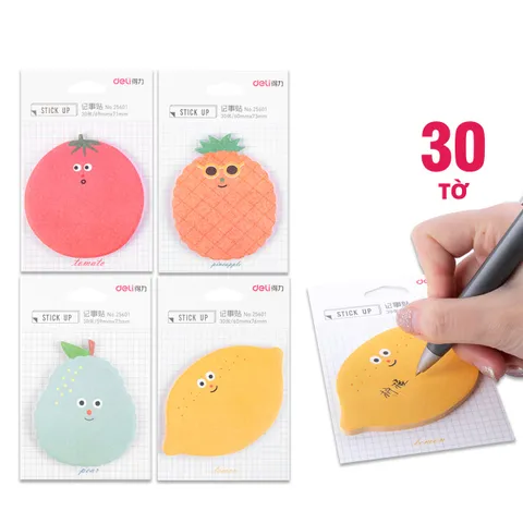 Giấy Nhớ Hình Hoa Quả Deli 25601 - Giấy Ghi Chú Dễ Thương, Dùng Lại, Bám Chắc Cho Sáng Tạo Văn Phòng và Học Tập