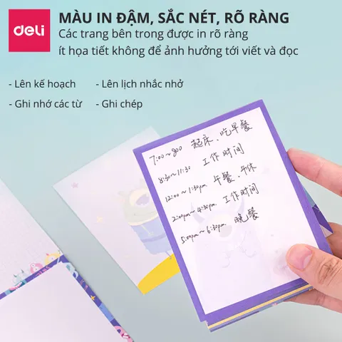Giấy Note Ghi Chú Hoạt Hình Deli x Little Hungry Devil 21720 - Thiết Kế Dễ Thương, Chống Nước, Tiện Dụng Cho Mọi Nhu Cầu