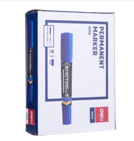 Hộp 10 bút dạ kính Deli hai đầu mực xanh, đen, đỏ ES555 - Bút vẽ văn phòng phẩm tiện dụng cho học sinh và nghệ sĩ