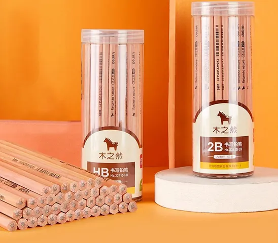 Hộp 50 Bút Chì Gỗ Lục Giác Deli 33410 - Đầu Chì Than Mềm 2B/HB, Nét Bút Mượt Mà, Chất Liệu Gỗ Cao Cấp