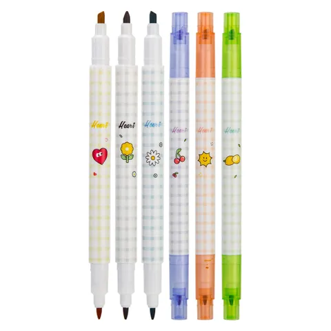 Hộp 6 Bút Nhớ Dòng 2 Đầu Deli S606 - Bút Highlight Đa Màu, Sáng Tạo Thoải Mái, Văn Phòng Phẩm Chất Lượng Cao