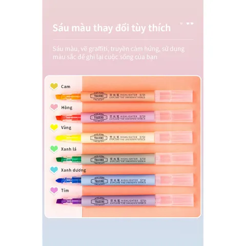 Hộp 6 Bút Highlight Dạ Quang Deli S624 - Màu Sắc Tươi Sáng Cho Ghi Chép Và Tổ Chức - Đồ Dùng Học Tập Hiệu Quả