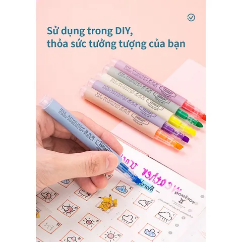 Hộp 6 Bút Highlight Dạ Quang Deli S624 - Màu Sắc Tươi Sáng Cho Ghi Chép Và Tổ Chức - Đồ Dùng Học Tập Hiệu Quả