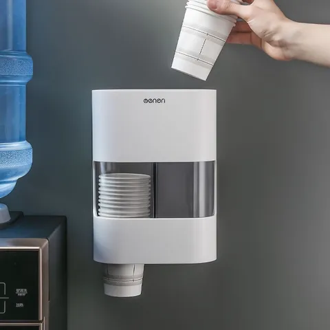 Kệ úp cốc giấy dán tường Oenon - Giải pháp tiện lợi cho quán nước, văn phòng với ngăn để đồ uống hiện đại, không cần khoan tường