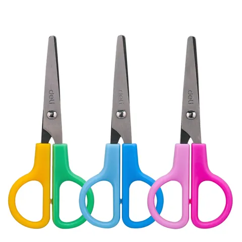 Kéo Mũi Tròn Học Sinh Deli ED60601 - Chất Liệu Thép Không Gỉ, Thiết Kế Đẹp, Có Đầu Bọc Bảo Vệ, Dụng Cụ Học Tập Tiện Dụng