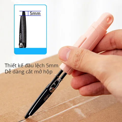 Kéo Tiện Lợi Deli Có Khóa 105mm 77761 - Thiết Kế Nhỏ Gọn, Lưỡi Dao Sắc Bén, Phù Hợp Học Sinh và Văn Phòng