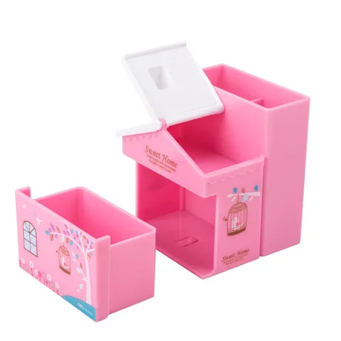 Khay Cắm Bút Deli E9138 Hình Ngôi Nhà - Đồ Dùng Học Tập Đa Chức Năng Thiết Kế Dễ Thương và Tiện Dụng Cho Học Sinh