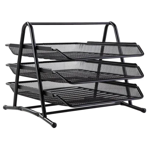 Khay đựng tài liệu 3 tầng Deli E9181 - Chất liệu thép lưới bền đẹp, thiết kế thông thoáng, dễ dàng lắp ráp, tiện lợi cho văn phòng phẩm.