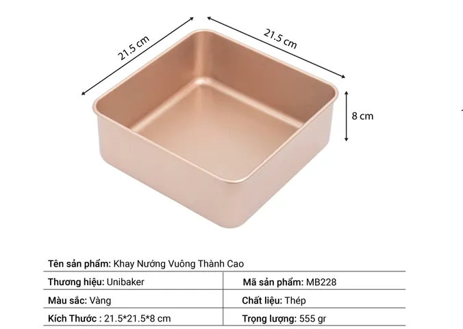 Khay Nướng Bánh Chống Dính Hình Vuông Unibaker - Dụng Cụ Nấu Ăn Cao Cấp, Chịu Nhiệt Tốt, Tiện Dụng Cho Đầu Bếp Tại Gia