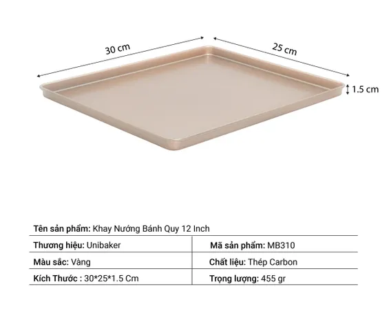 Khay Nướng Bánh Quy Chống Dính 12 Inch Unibaker MB310 - Dụng Cụ Nhà Bếp Chất Lượng Cao Tại Việt Nam