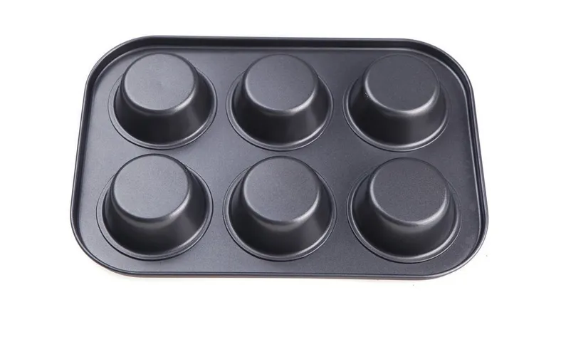 Khay Nướng Cupcake Chống Dính 6 Ô 26.5x18.5cm - Dụng Cụ Làm Bánh Không Dính Chất Liệu Thép Carbon Cao Cấp