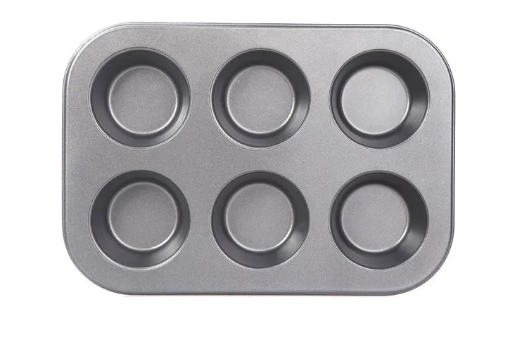 Khay Nướng Cupcake Chống Dính 6 Ô 26.5x18.5cm - Dụng Cụ Làm Bánh Không Dính Chất Liệu Thép Carbon Cao Cấp
