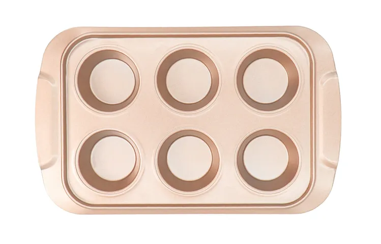 Khuôn Nướng Bánh Cupcake 6 Ô Chống Dính Unibaker MB842 - Dụng Cụ Nhà Bếp Chất Liệu Thép Carbon An Toàn, Phân Tán Nhiệt Đồng Đều