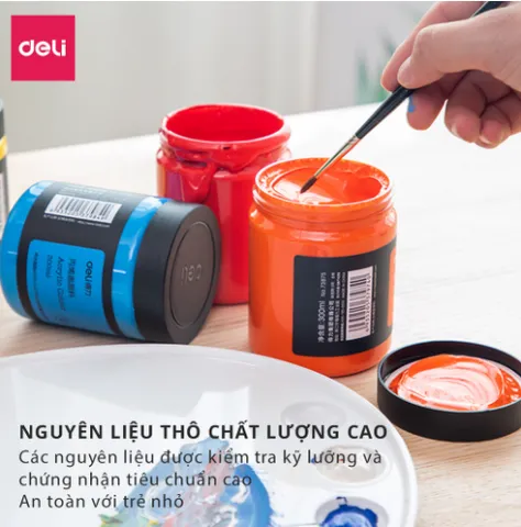 Màu Acrylic 3D Deli 73875 - Màu Vẽ Vải, Giày Đa Chất Liệu, Độ Che Phủ Cao, An Toàn, Không Độc Hại, Hũ 300ml