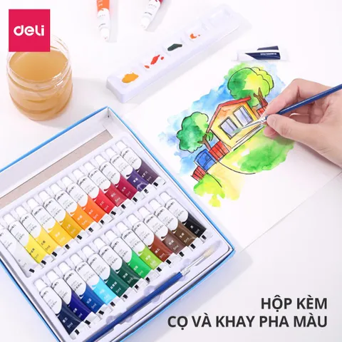 Màu Nước Dạng Tuýp 5ml Deli 73859/73860/73861 - Bộ Màu Tươi Sáng Dành Cho Người Mới Bắt Đầu Và Nghệ Sĩ Chuyên Nghiệp