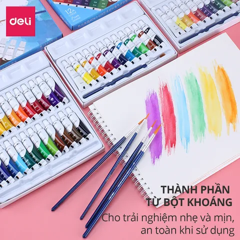 Màu Nước Dạng Tuýp 5ml Deli 73859/73860/73861 - Bộ Màu Tươi Sáng Dành Cho Người Mới Bắt Đầu Và Nghệ Sĩ Chuyên Nghiệp