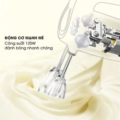 Máy Đánh Trứng Cầm Tay Bear DDQ-B02P5 125W - Tích Hợp 5 Tốc Độ, Thiết Kế Nhỏ Gọn, Phù Hợp Đánh Bột Và Làm Bánh
