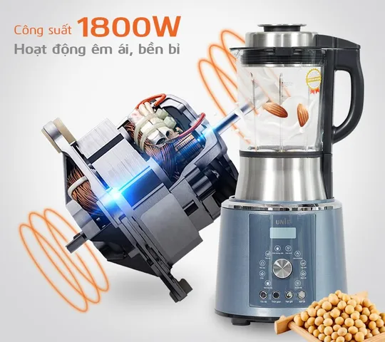 Máy làm sữa hạt UNIE V1S 1800W - Điều khiển dễ dàng, tự vệ sinh, tốc độ 50.000 vòng/phút, cho sữa hạt mịn ngon tại nhà