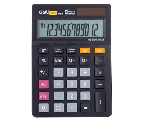 Máy Tính Cầm Tay Deli EM01320 - Màn Hình LCD Bền Bỉ, Pin Mặt Trời, Tính Toán Nhanh Chóng, Chính Xác, Phù Hợp Cho Học Sinh Văn Phòng