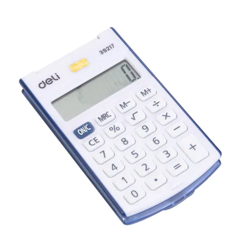 Máy Tính Cầm Tay Deli E39217 - Màn Hình LCD, Nút Bấm Nhựa Chất Lượng, Pin & Năng Lượng Mặt Trời, Tiện Dụng Cho Học Sinh & Công Việc
