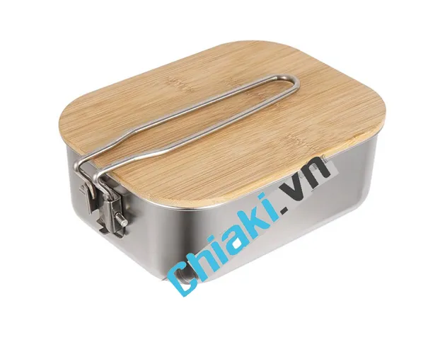 Nồi Đựng Cơm Inox 304 Đa Năng Với Nắp Gỗ - Tiện Dụng Cho Cắm Trại Và Dã Ngoại, Hộp Thức Ăn Chất Lượng Cao