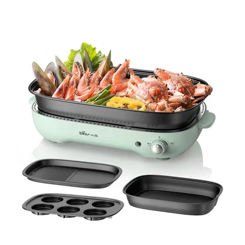 Nồi Lẩu Nướng 3 Khay Bear SUBE004 - Đa Năng 1200W, Chế Biến Nướng, Lẩu, Chiên Cho Gia Đình 3-6 Người, Dễ Dàng Sử Dụng