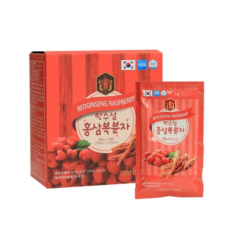 Nước Hồng Sâm Phúc Bồn Tử Hansusam 70ml - Bổ Dưỡng Từ Hồng Sâm 6 Năm Và Raspberry Giúp Tăng Cường Sức Khỏe, Hỗ Trợ Miễn Dịch