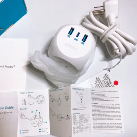 Ổ Cắm Điện Anker PowerStrip Cube A9134 - 1 Cổng Sạc Nhanh Type C 30W, 2 Cổng USB, 3 Cổng AC, Thiết Kế Nhỏ Gọn, Tiện Lợi Sạc 6 Thiết Bị Đồng Thời