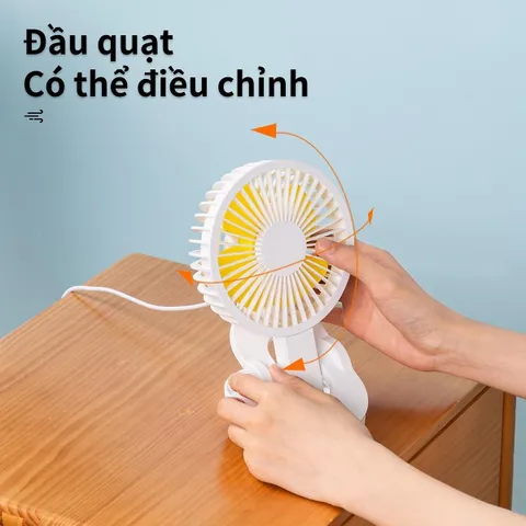 Quạt Kẹp USB Deli 85810 - Quay 90 Độ, 2 Tốc Độ Gió, Quạt Tích Điện Mini Cho Bàn Làm Việc, Học Tập, Tiện Lợi, Không Ồn