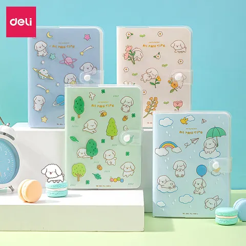 Sổ tay Deli SZ034 Họa Tiết Dễ Thương - Giấy Chống Nước, Cúc Bấm, Kích Thước 164x118mm, Sản Phẩm Văn Phòng Phẩm Cao Cấp