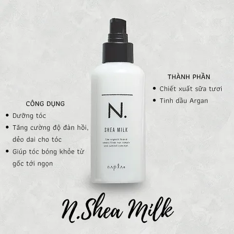 Sữa Dưỡng Tóc Xả Khô Organic Napla N. Shea Milk 150ml - Dưỡng Ẩm, Làm Mềm, Phục Hồi Tóc Hư Tổn, Thảo Mộc Thiên Nhiên, Nhật Bản