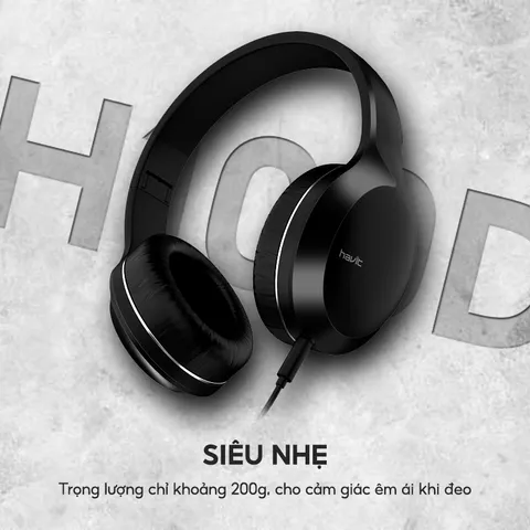 Tai Nghe Chụp Tai Havit H100D 40mm - Âm Thanh Sống Động, Thiết Kế Nhỏ Gọn, Gập Được, Giảm Tiếng Ồn, Siêu Nhẹ 200g