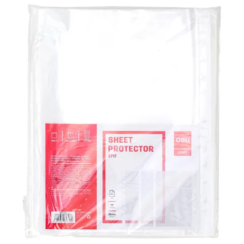 Tấm Bảo Vệ Tài Liệu 11 Lỗ A4 Deli Trong Suốt 0.035mm E5712 - Giúp Bảo Quản Tài Liệu Tốt Nhất Cho Học Tập và Công Việc