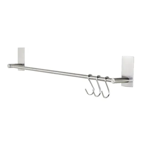 Thanh treo khăn Inox SUS304 dán tường 2 chấu TT55 - Thiết bị phòng tắm, nhà bếp, chịu lực đến 3kg, chất liệu bền đẹp