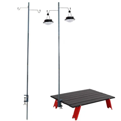 Trụ Đèn Kẹp Bàn Cắm Đất Gấp Gọn Đa Năng - Thiết Bị Dã Ngoại Sử Dụng Để Treo Đèn, Thích Hợp Đi Cắm Trại, Leo Núi, BBQ