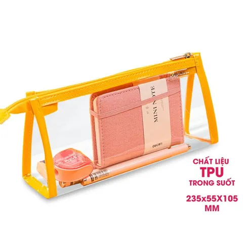 Túi đựng bút trong suốt Deli 67027 - Túi đa năng cho đồ dùng học tập và mỹ phẩm, kích thước 235x55x105mm, tiện lợi khi du lịch