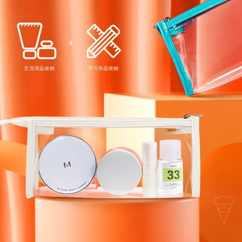 Túi đựng bút trong suốt Deli 67027 - Túi đa năng cho đồ dùng học tập và mỹ phẩm, kích thước 235x55x105mm, tiện lợi khi du lịch