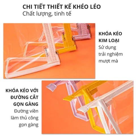 Túi đựng bút trong suốt Deli 67027 - Túi đa năng cho đồ dùng học tập và mỹ phẩm, kích thước 235x55x105mm, tiện lợi khi du lịch