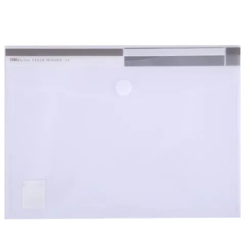 Túi Hồ Sơ A4 Deli E5504 - Chống Thấm Nước, Bảo Vệ Tài Liệu, Chất Liệu PP Mịn, Nút Bấm Cao Cấp, Đa Dạng Màu Sắc