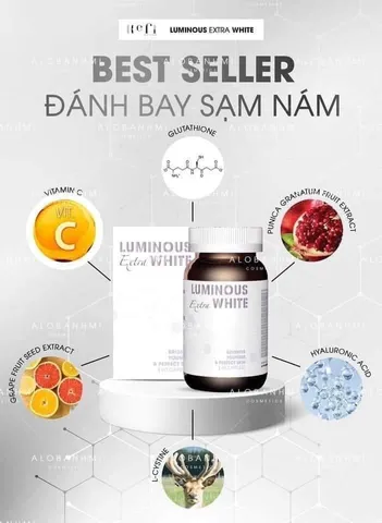 Viên uống hỗ trợ trắng da giảm thâm nám Luminous Extra White - Giúp da sáng khỏe, đều màu, bảo vệ da khỏi tác hại UV - Hộp 60 viên Mỹ