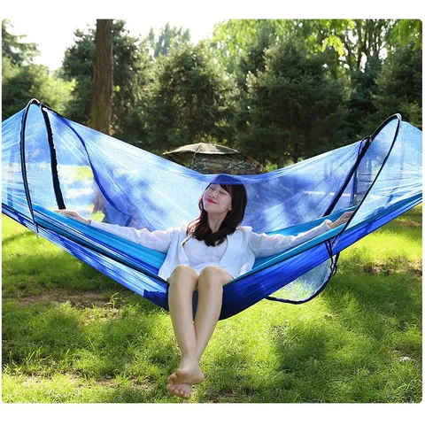 Võng Dã Ngoại Chống Côn Trùng Có Vòng Thép - Chất Liệu Polyester Bền Bỉ, Chịu Tải 200kg, Tiện Lợi Cho Gia Đình Cắm Trại Nhỏ