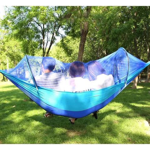 Võng Dã Ngoại Chống Côn Trùng Có Vòng Thép - Chất Liệu Polyester Bền Bỉ, Chịu Tải 200kg, Tiện Lợi Cho Gia Đình Cắm Trại Nhỏ