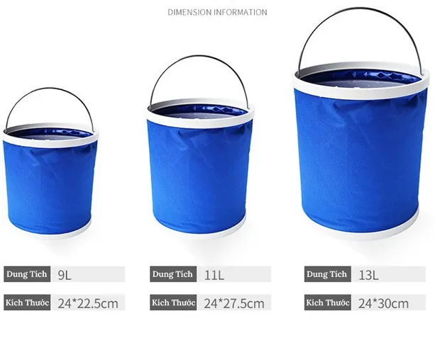 Xô Đựng Nước Gấp Gọn Dã Ngoại Đa Năng - Vải Chống Thấm, Dễ Dàng Mang Theo Khi Cắm Trại, Câu Cá, Rửa Xe