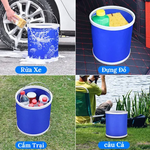 Xô Đựng Nước Gấp Gọn Dã Ngoại Đa Năng - Vải Chống Thấm, Dễ Dàng Mang Theo Khi Cắm Trại, Câu Cá, Rửa Xe