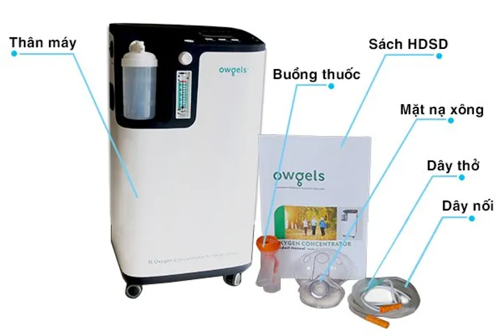 Máy Tạo Oxy Owgels OZ-5-01TW0 - Thiết Bị Y Tế Tích Hợp Chức Năng Xông Mũi, 5 Lít - Chất Lượng FDA, Thế Hệ Mới