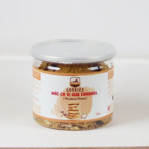 Bánh ăn kiêng Cookies vị dừa caramel Bazanland - Hương vị thơm ngon với hạt macca, đóng hộp tiện lợi, dinh dưỡng bổ sung 250g/400g