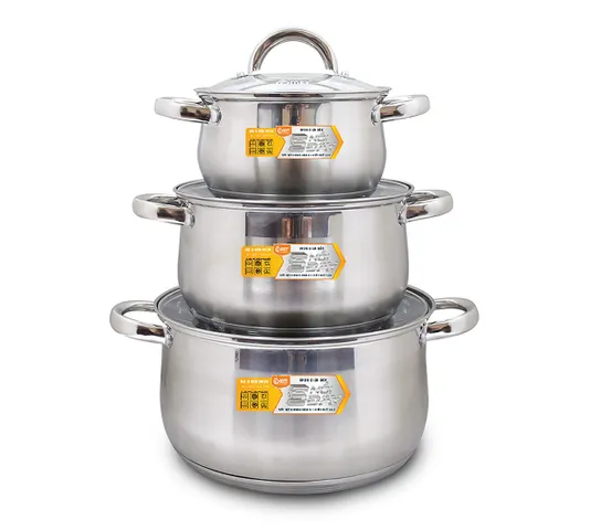 Bộ 3 Nồi Inox 5 Đáy Comet CH36-01 - Chất Liệu Inox 304 Cao Cấp, Thiết Kế Hiện Đại, Dung Tích 1.5L, 3.0L, 5.0L, Bảo Hành Chất Lượng