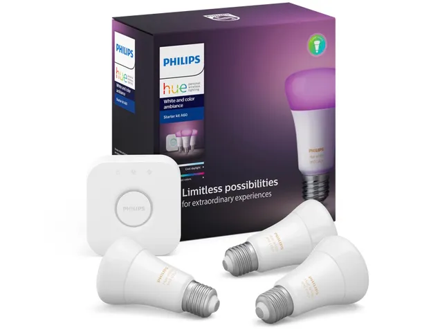 Bộ bóng đèn thông minh Philips Hue White Ambiance 9W A60 E27 - Set 3 chiếc tích hợp Bluetooth điều khiển bằng giọng nói