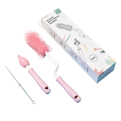 Bộ cọ rửa bình sữa Silicon 3 chi tiết xoay 360 độ - Dễ dàng vệ sinh và an toàn cho sức khỏe, không mốc, không mùi hôi.