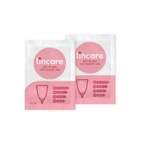 Bột Vệ Sinh Tiệt Trùng Cốc Nguyệt San Lincare - Giúp Khử Mùi, Làm Sáng, Tăng Tuổi Thọ Cốc Nguyệt San, Hộp 12 Gói Tiện Dụng
